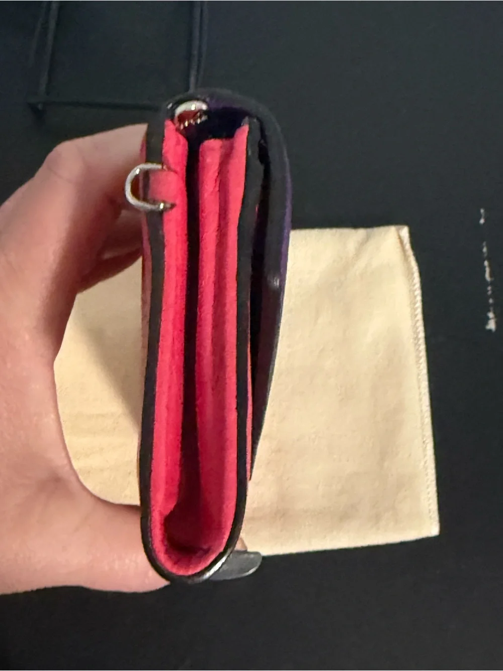Dior Colorblock Purple & Pink Leather wallet with Dior Charm! Full inclusion!
